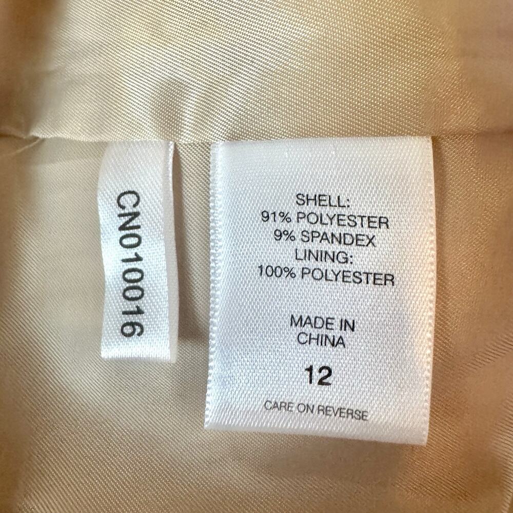 7th Avenue Ny&Co Pencil Skirt Sz 12 Nude Beige Red Floral Print Career Suit - Picture 11 of 12